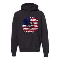 American Flag Sunflower 4th of July Independence USA Day Premium Hoodie