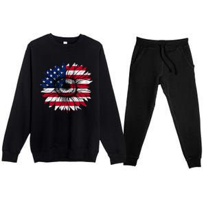 American Flag Sunflower 4th of July Independence USA Day Premium Crewneck Sweatsuit Set