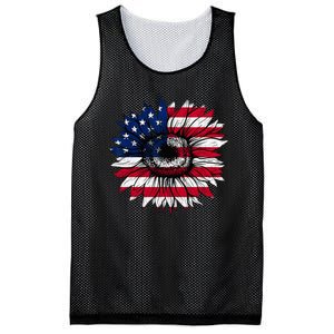 American Flag Sunflower 4th of July Independence USA Day Mesh Reversible Basketball Jersey Tank