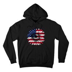 American Flag Sunflower 4th of July Independence USA Day Tall Hoodie