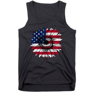 American Flag Sunflower 4th of July Independence USA Day Tank Top