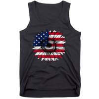 American Flag Sunflower 4th of July Independence USA Day Tank Top