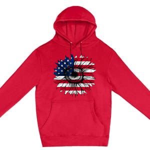 American Flag Sunflower 4th of July Independence USA Day Premium Pullover Hoodie