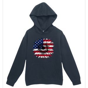 American Flag Sunflower 4th of July Independence USA Day Urban Pullover Hoodie