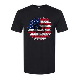 American Flag Sunflower 4th of July Independence USA Day Softstyle CVC T-Shirt