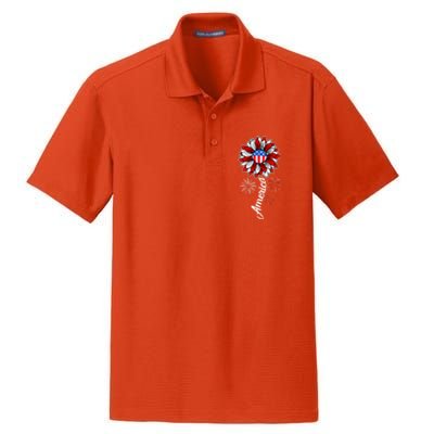 America Flag Sunflower 4th Of July Funny Mom Dad Gift Dry Zone Grid Polo