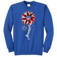 America Flag Sunflower 4th Of July Funny Mom Dad Gift Sweatshirt