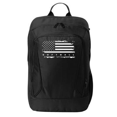 American Flag Softball Gift Softball Funny Gift City Backpack