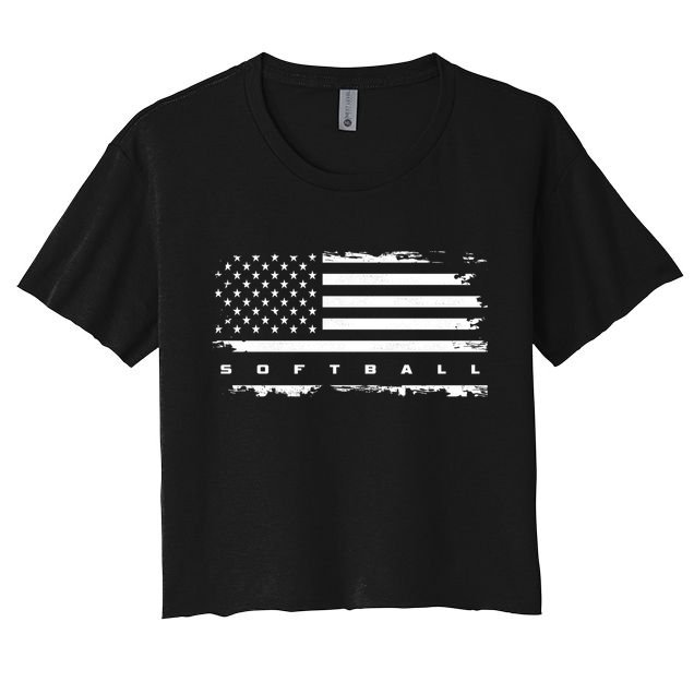 American Flag Softball Gift Softball Funny Gift Crop Top