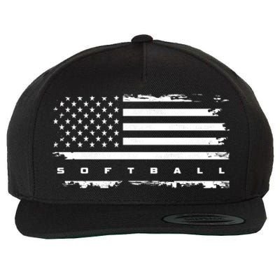 American Flag Softball Gift Softball Funny Gift Wool Snapback Cap