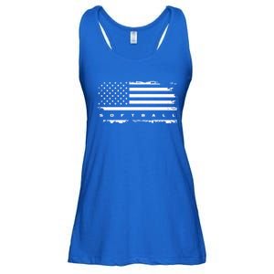 American Flag Softball Gift Softball Funny Gift Ladies Essential Flowy Tank