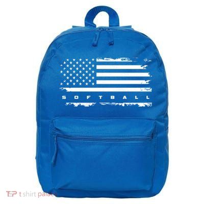 American Flag Softball Gift Softball Funny Gift 16 in Basic Backpack