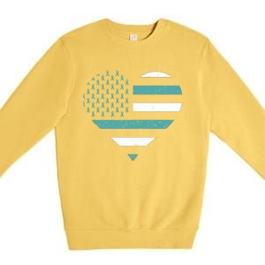 American Flag Sexual Assault Awareness Costume Ribbon Great Gift Premium Crewneck Sweatshirt