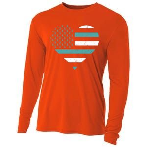 American Flag Sexual Assault Awareness Costume Ribbon Great Gift Cooling Performance Long Sleeve Crew