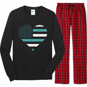 American Flag Sexual Assault Awareness Costume Ribbon Great Gift Long Sleeve Pajama Set