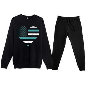 American Flag Sexual Assault Awareness Costume Ribbon Great Gift Premium Crewneck Sweatsuit Set