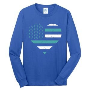 American Flag Sexual Assault Awareness Costume Ribbon Great Gift Tall Long Sleeve T-Shirt