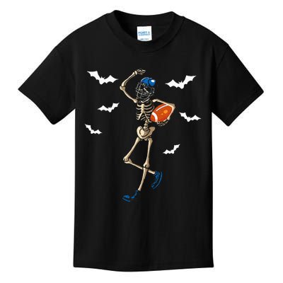 American Football Skeleton Halloween Football Fan Kids T-Shirt