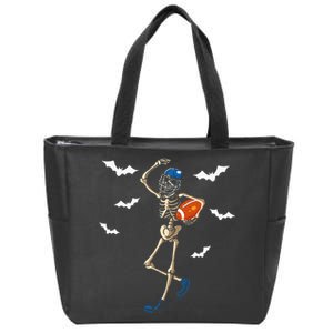 American Football Skeleton Halloween Football Fan Zip Tote Bag