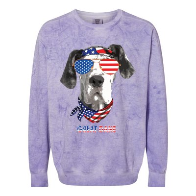 American Flag Shirts Great Dane Dog Lover Gifts Colorblast Crewneck Sweatshirt