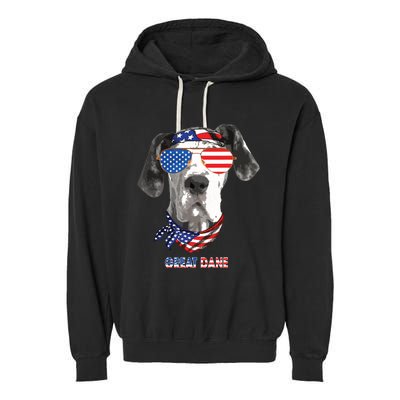 American Flag Shirts Great Dane Dog Lover Gifts Garment-Dyed Fleece Hoodie