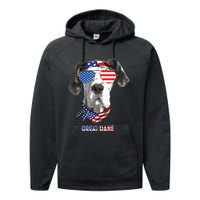 American Flag Shirts Great Dane Dog Lover Gifts Performance Fleece Hoodie