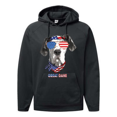 American Flag Shirts Great Dane Dog Lover Gifts Performance Fleece Hoodie