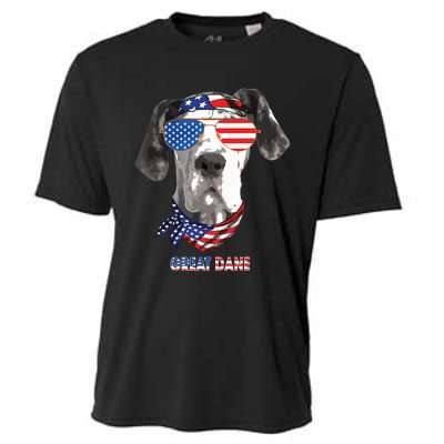 American Flag Shirts Great Dane Dog Lover Gifts Cooling Performance Crew T-Shirt