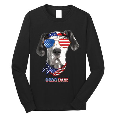 American Flag Shirts Great Dane Dog Lover Gifts Long Sleeve Shirt