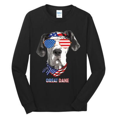 American Flag Shirts Great Dane Dog Lover Gifts Tall Long Sleeve T-Shirt