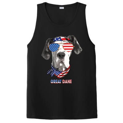 American Flag Shirts Great Dane Dog Lover Gifts PosiCharge Competitor Tank