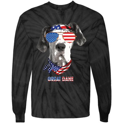 American Flag Shirts Great Dane Dog Lover Gifts Tie-Dye Long Sleeve Shirt