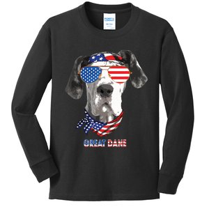 American Flag Shirts Great Dane Dog Lover Gifts Kids Long Sleeve Shirt