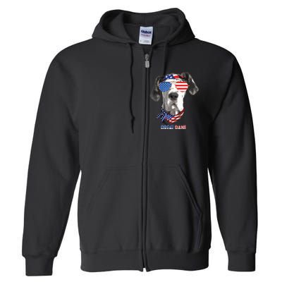 American Flag Shirts Great Dane Dog Lover Gifts Full Zip Hoodie