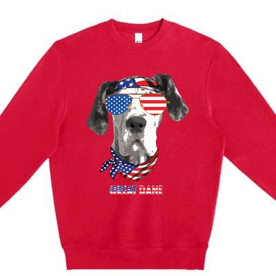 American Flag Shirts Great Dane Dog Lover Gifts Premium Crewneck Sweatshirt