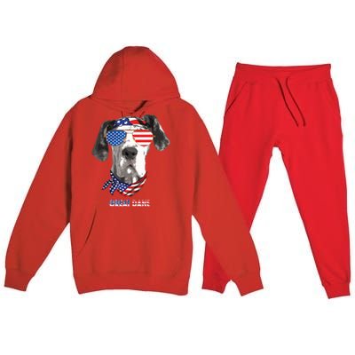 American Flag Shirts Great Dane Dog Lover Gifts Premium Hooded Sweatsuit Set