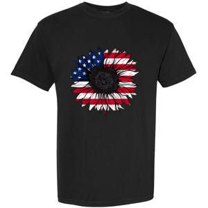 American Flag Sunflower 4th of July Independence USA Day Garment-Dyed Heavyweight T-Shirt