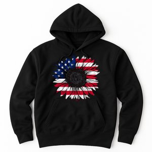 American Flag Sunflower 4th of July Independence USA Day Hoodie