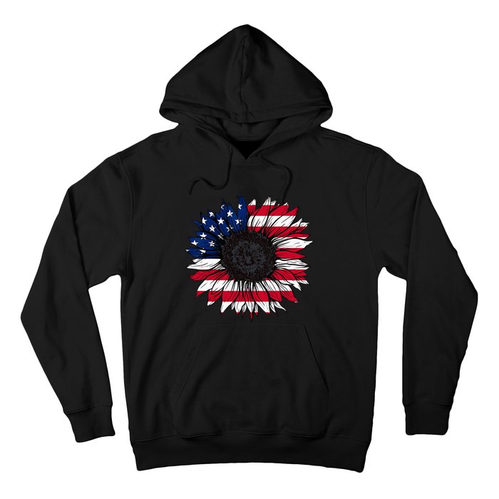 American Flag Sunflower 4th of July Independence USA Day Hoodie