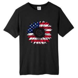 American Flag Sunflower 4th of July Independence USA Day Tall Fusion ChromaSoft Performance T-Shirt