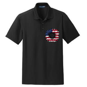 American Flag Sunflower 4th of July Independence USA Day Dry Zone Grid Polo