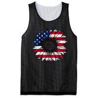 American Flag Sunflower 4th of July Independence USA Day Mesh Reversible Basketball Jersey Tank