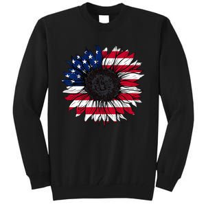 American Flag Sunflower 4th of July Independence USA Day Tall Sweatshirt