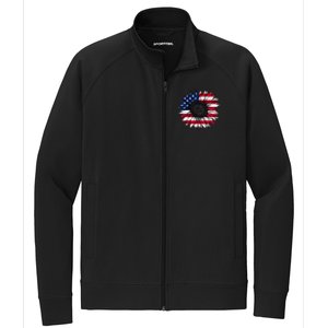 American Flag Sunflower 4th of July Independence USA Day Stretch Full-Zip Cadet Jacket