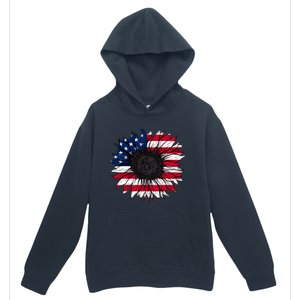 American Flag Sunflower 4th of July Independence USA Day Urban Pullover Hoodie