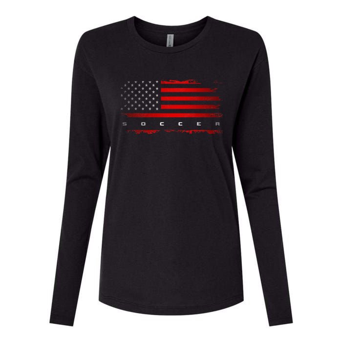 American Flag Soccer Apparel Soccer Womens Cotton Relaxed Long Sleeve T-Shirt