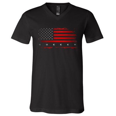 American Flag Soccer Apparel Soccer V-Neck T-Shirt