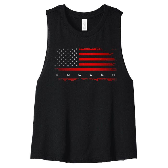 American Flag Soccer Apparel Soccer Women's Racerback Cropped Tank