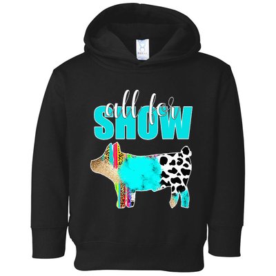 All For Show Livestock Pig Swine Cow Print Serape Turquoise Toddler Hoodie