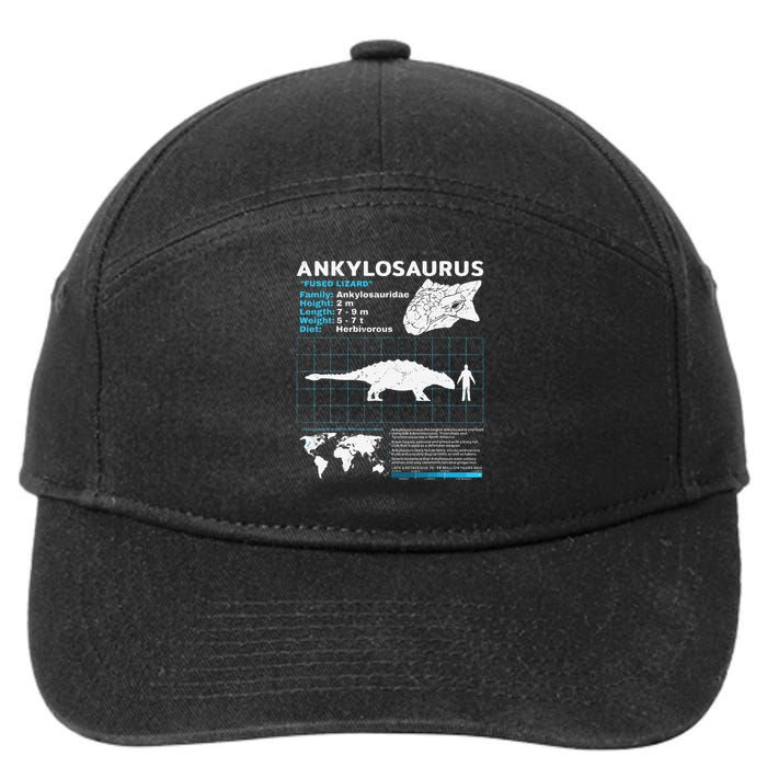 Ankylosaurus fact sheet Dinosaur Facts Gift 7-Panel Snapback Hat